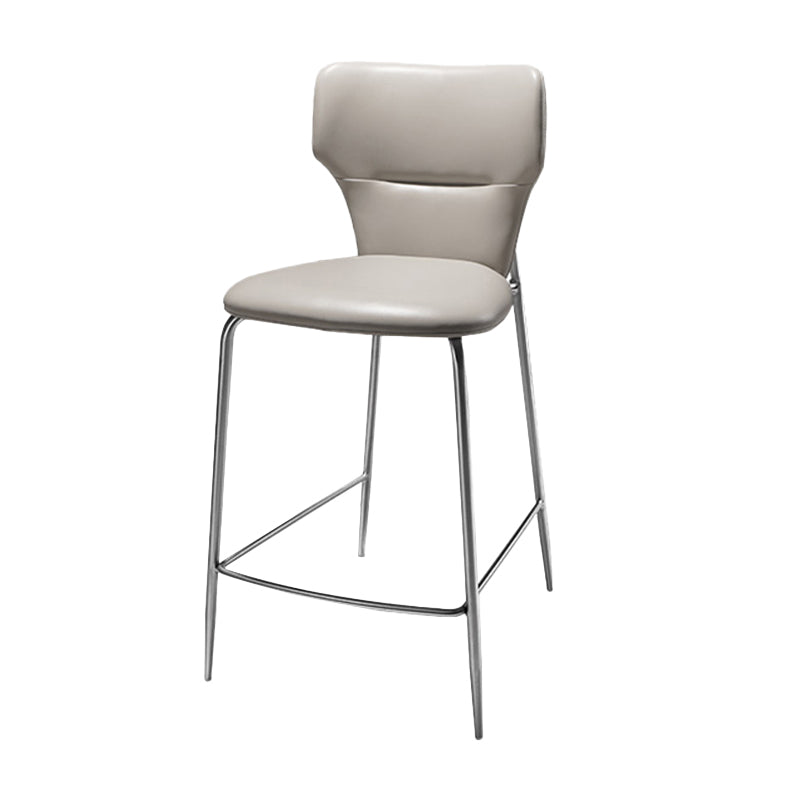Modern Bar Stool Leather Backrest Counter Stool with Metal Base