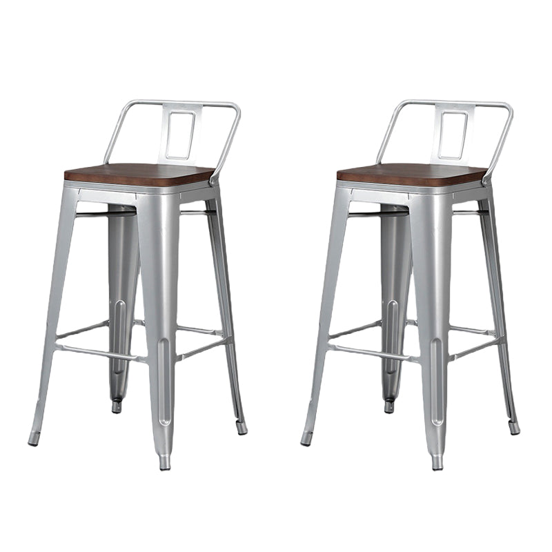 Contemporary Metal Bar Stool Low Back Dining Stool with Footrest