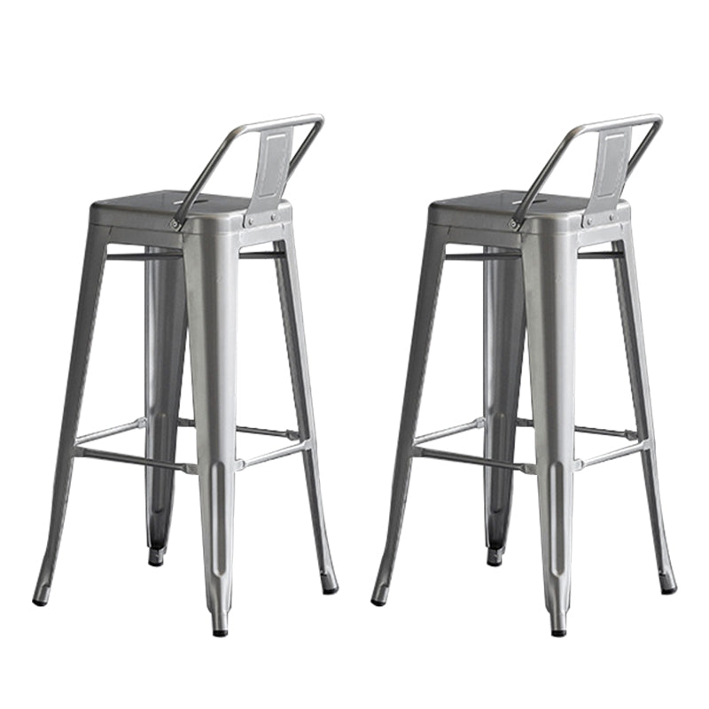 Contemporary Metal Bar Stool Low Back Dining Stool with Footrest