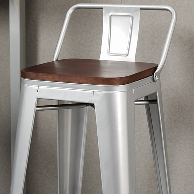 Contemporary Metal Bar Stool Low Back Dining Stool with Footrest