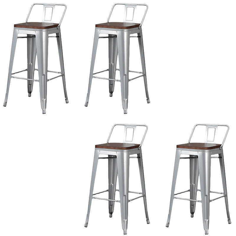 Contemporary Metal Bar Stool Low Back Dining Stool with Footrest