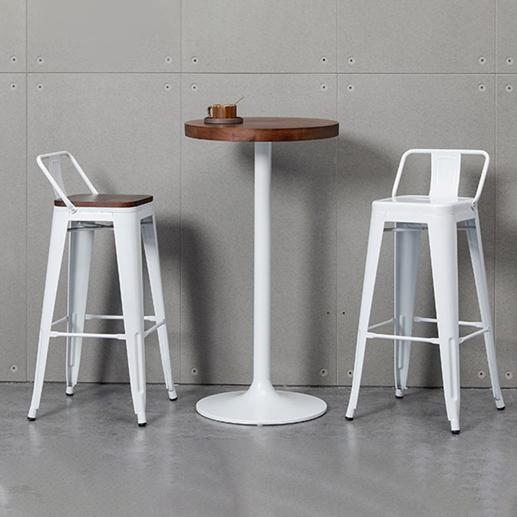 Contemporary Metal Bar Stool Low Back Dining Stool with Footrest