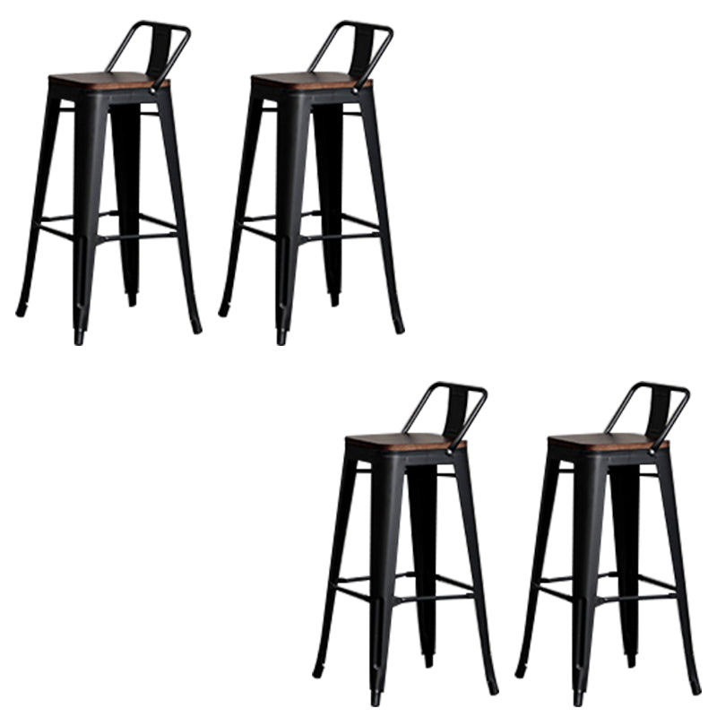 Contemporary Metal Bar Stool Low Back Dining Stool with Footrest