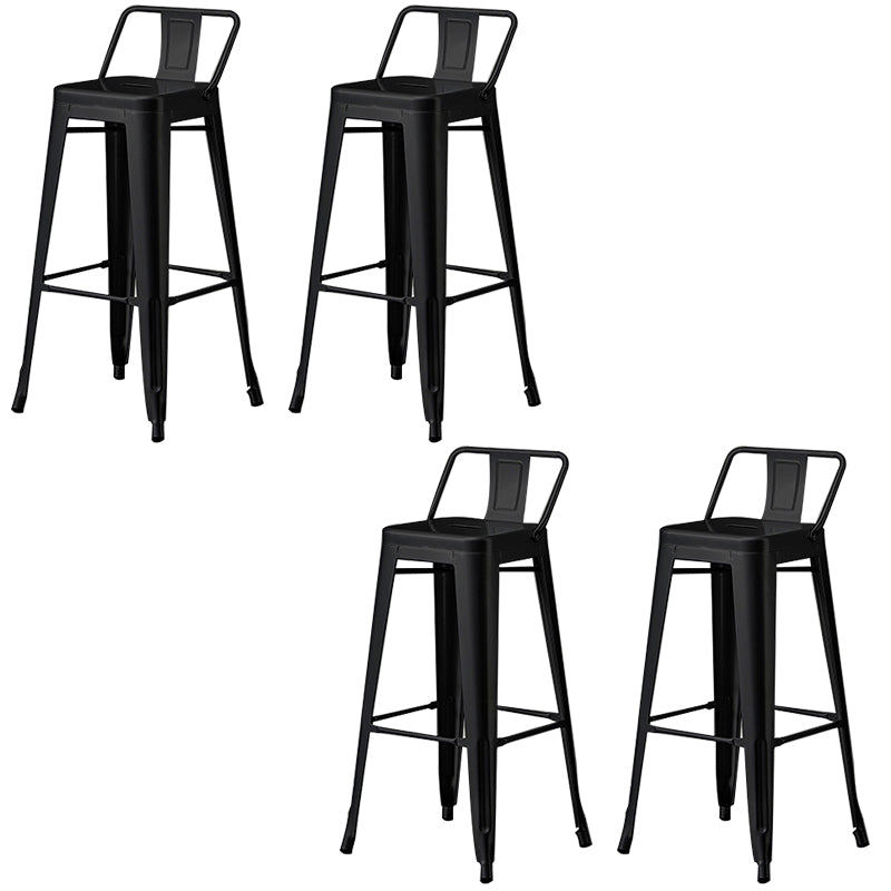 Contemporary Metal Bar Stool Low Back Dining Stool with Footrest