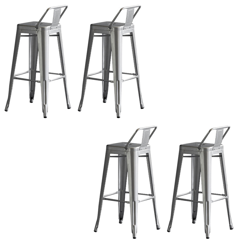 Contemporary Metal Bar Stool Low Back Dining Stool with Footrest