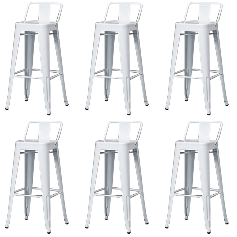 Contemporary Metal Bar Stool Low Back Dining Stool with Footrest