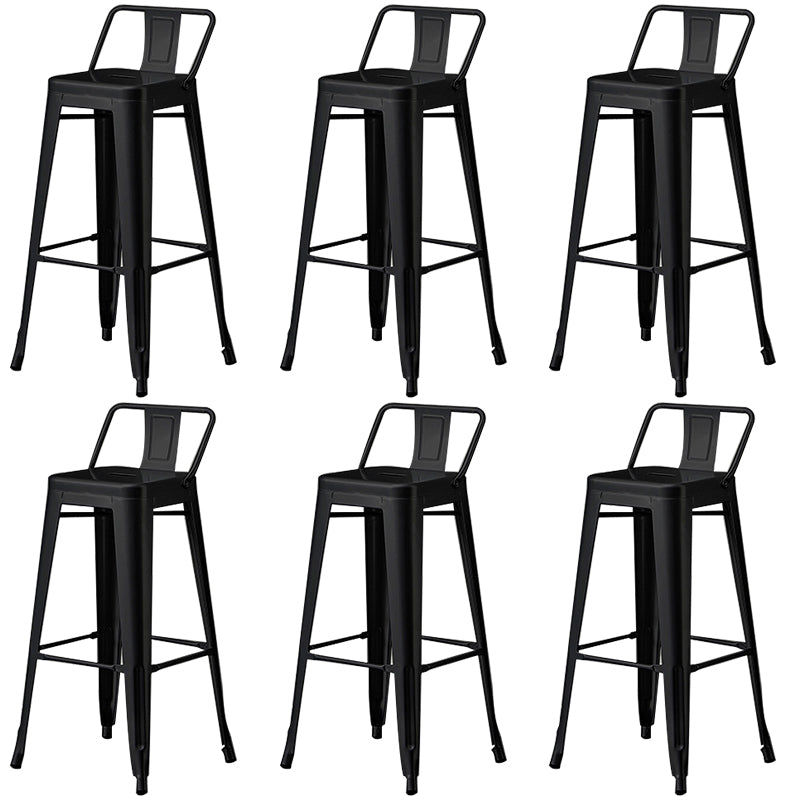 Contemporary Metal Bar Stool Low Back Dining Stool with Footrest