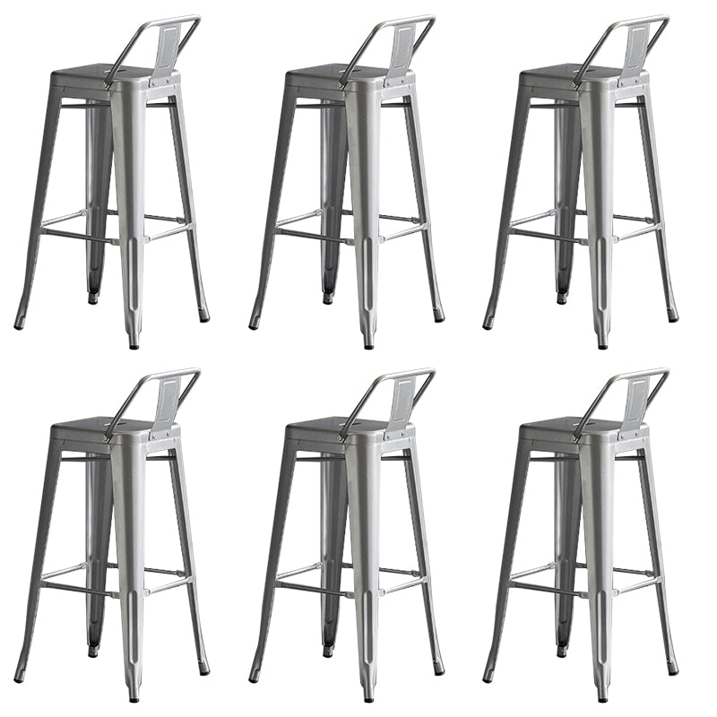 Contemporary Metal Bar Stool Low Back Dining Stool with Footrest