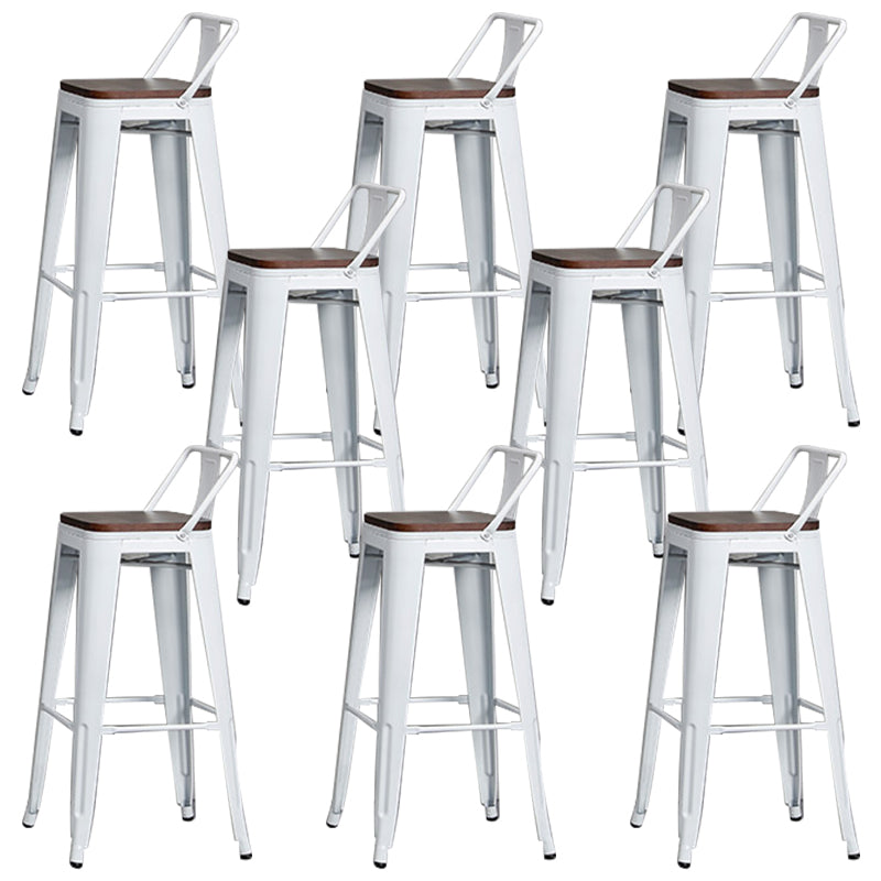 Contemporary Metal Bar Stool Low Back Dining Stool with Footrest