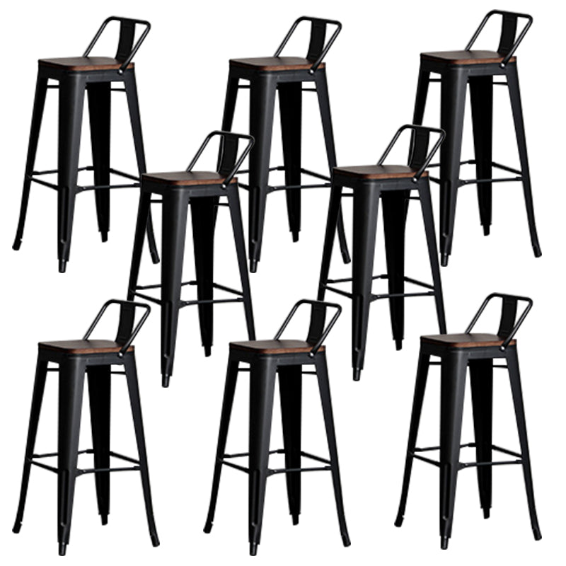 Contemporary Metal Bar Stool Low Back Dining Stool with Footrest
