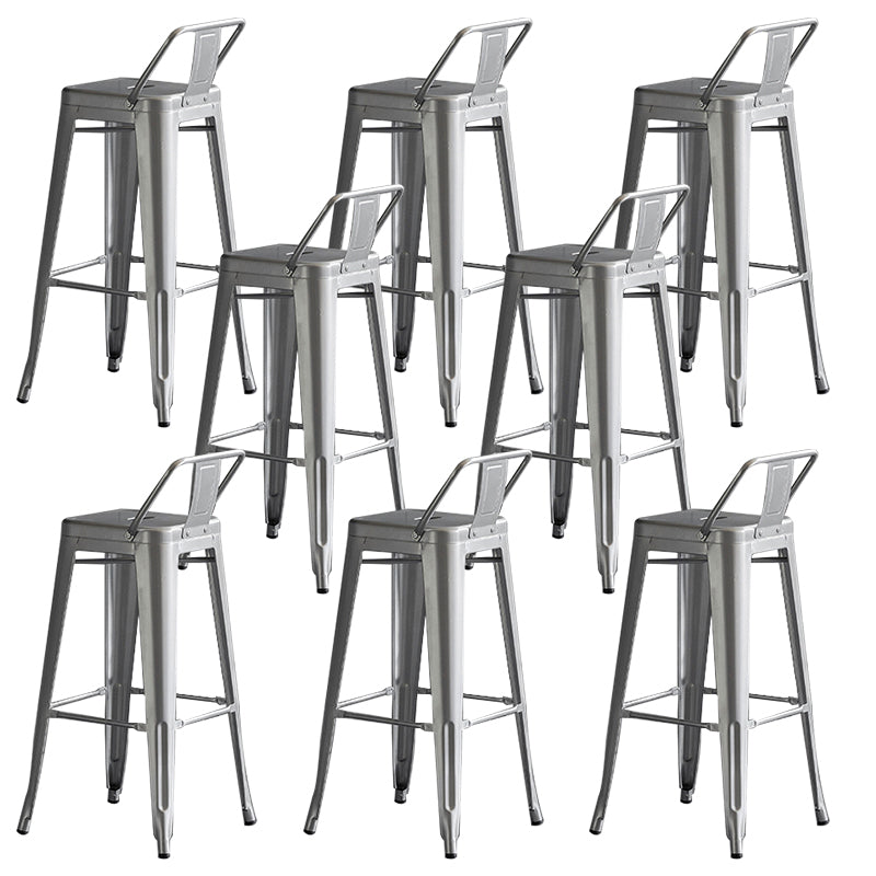 Contemporary Metal Bar Stool Low Back Dining Stool with Footrest