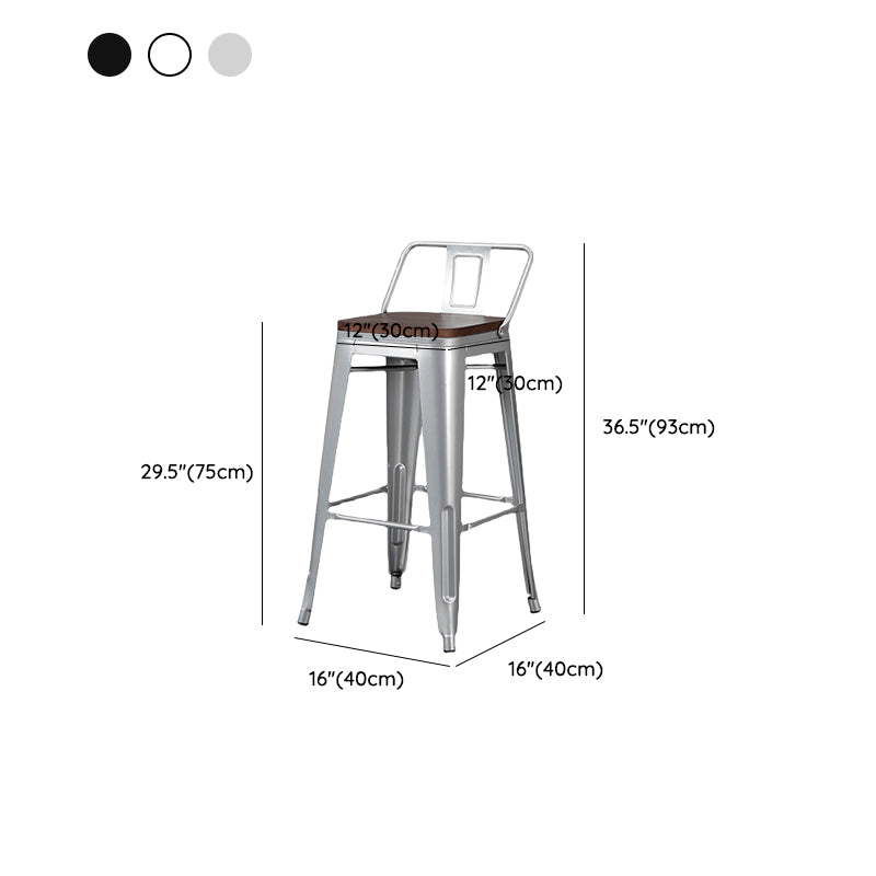 Contemporary Metal Bar Stool Low Back Dining Stool with Footrest