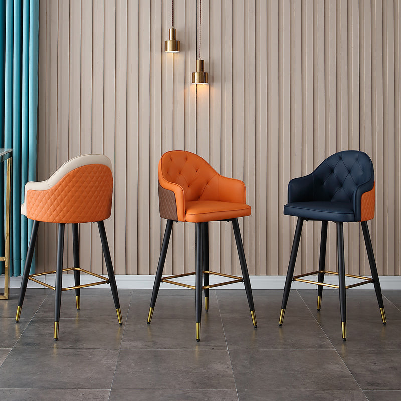 Glam Bar Stool Low Back Upholstered Counter Stool for Bristol