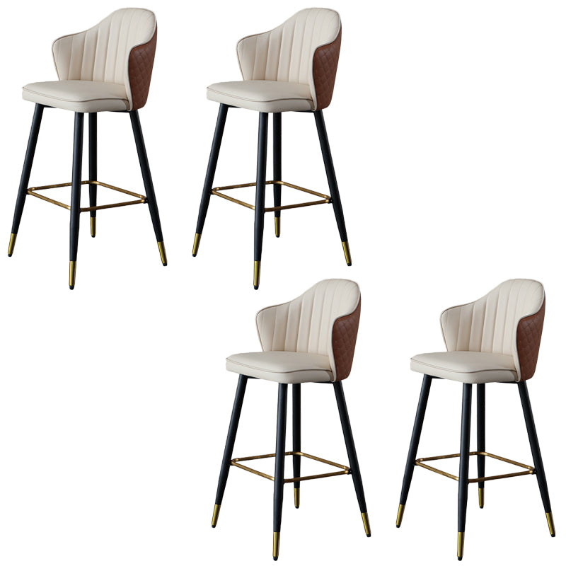 Glam Leather Bar Stool Backrest Counter Stool with Metal Legs