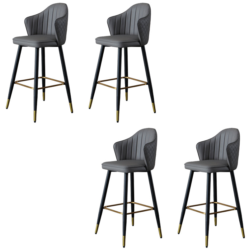 Glam Leather Bar Stool Backrest Counter Stool with Metal Legs