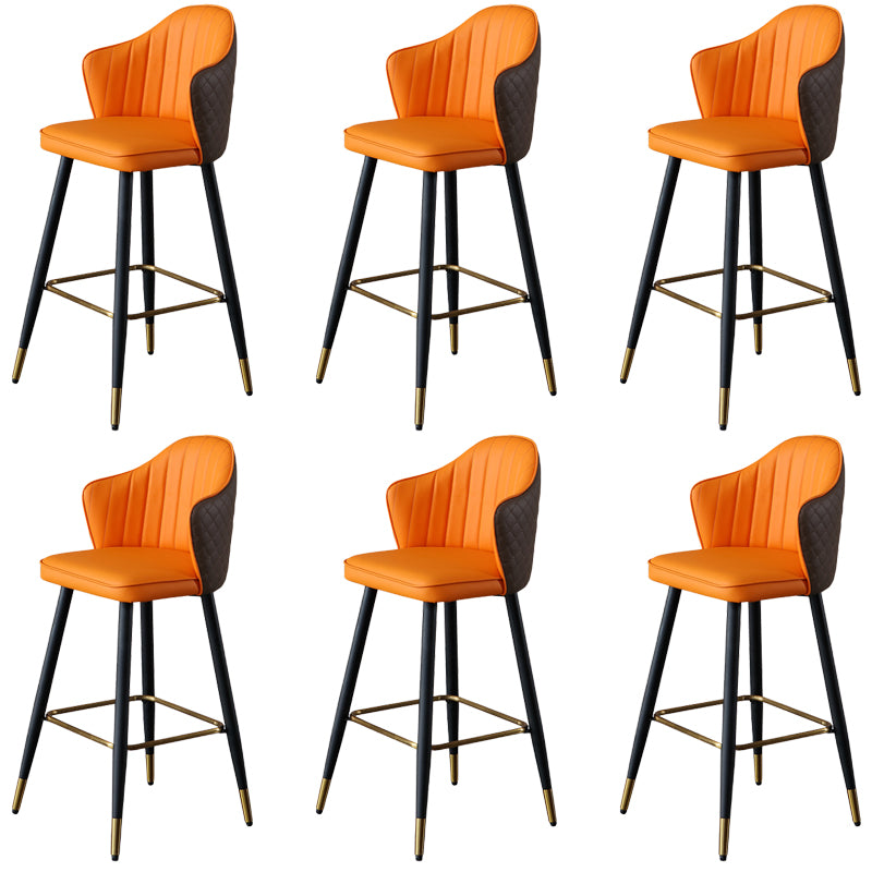 Glam Leather Bar Stool Backrest Counter Stool with Metal Legs