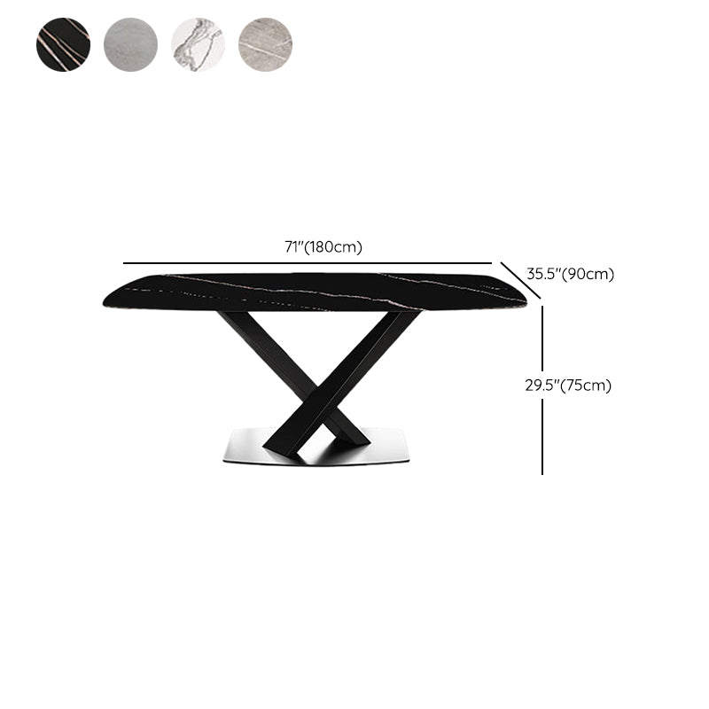 Industrial Style Rectangle Dining Table Sintered Stone Table with Metal Leg for Home