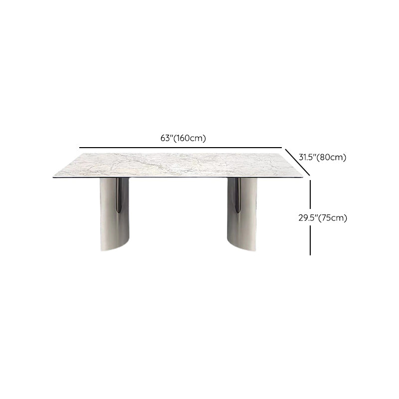 Industrial Rectangle Dining Table Sintered Stone Table with Metal Legs for Home