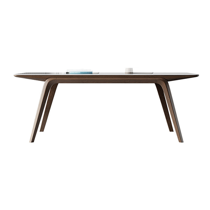 Modern Rectangle Table Sintered Stone Dining Table with Wood Legs