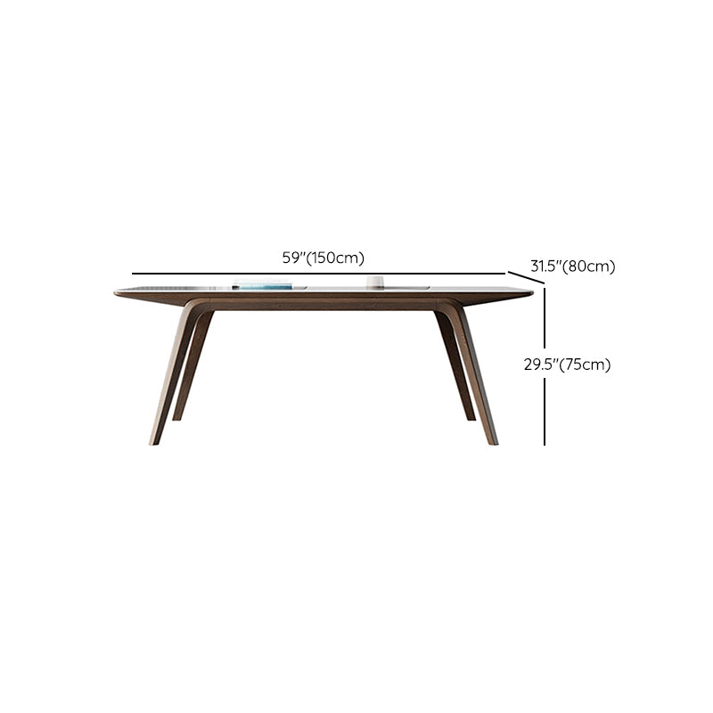 Modern Rectangle Table Sintered Stone Dining Table with Wood Legs