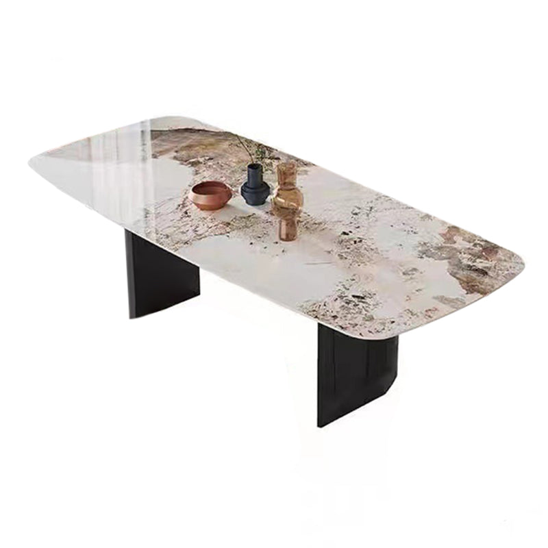 Modern Rectangle Table Sintered Stone Dining Table with Metal Legs