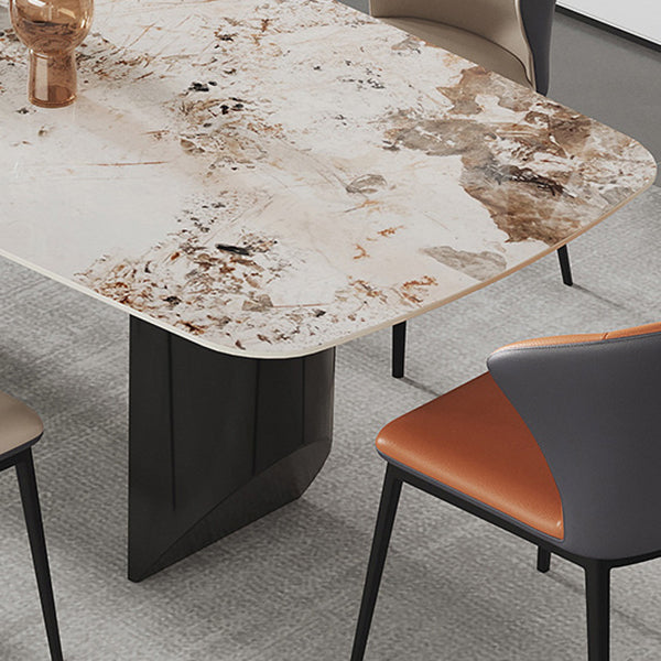 Modern Rectangle Table Sintered Stone Dining Table with Metal Legs