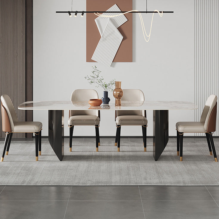 Modern Rectangle Table Sintered Stone Dining Table with Metal Legs