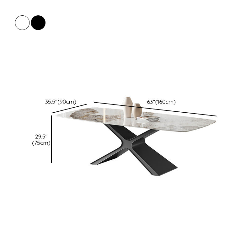 Industrial Style Rectangle Table Sintered Stone Dining Table with Metal Legs for Home Use