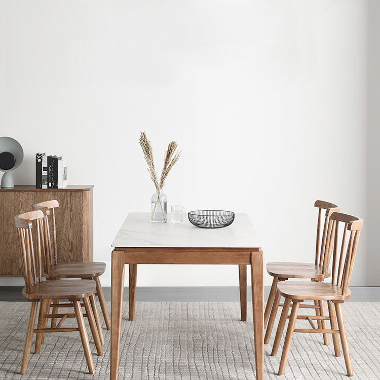 Modern Style Dining Rectangle Table Sintered Stone Dining Table with Wood Legs