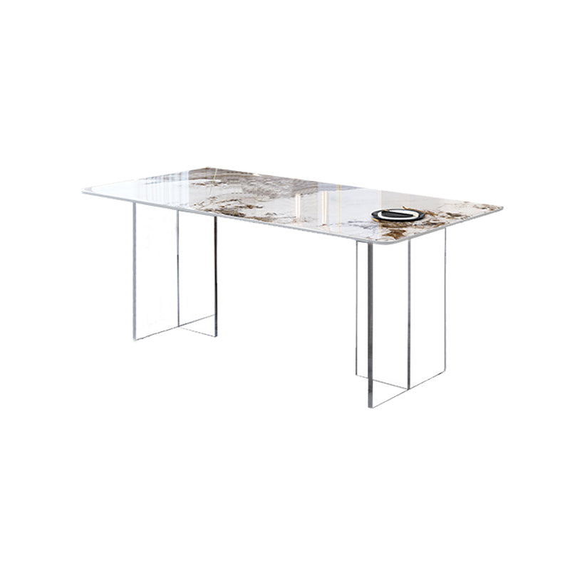 Mid-Century Dinette Table Rectangle Stone Dining Room Table for Home