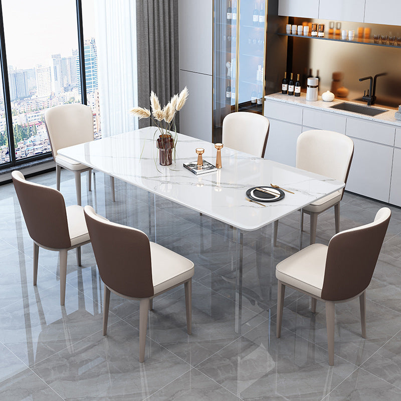 Mid-Century Dinette Table Rectangle Stone Dining Room Table for Home