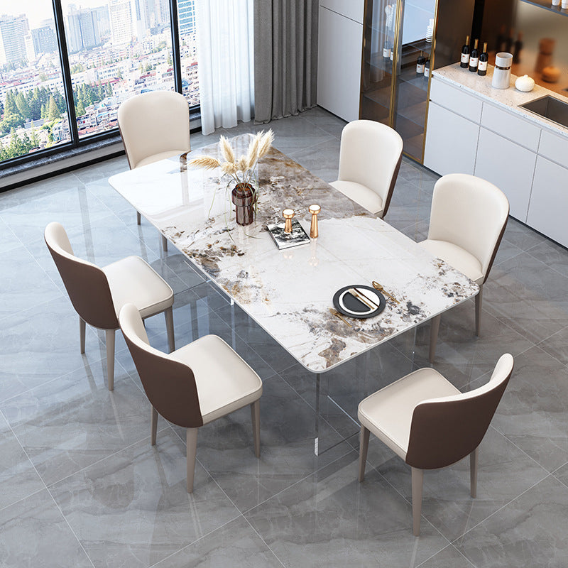 Mid-Century Dinette Table Rectangle Stone Dining Room Table for Home