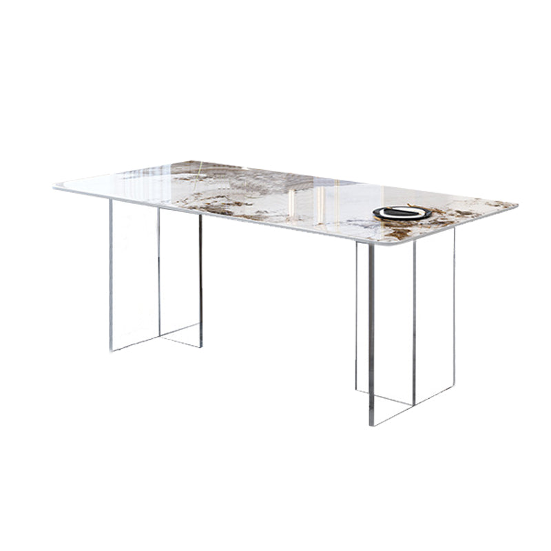 Mid-Century Dinette Table Rectangle Stone Dining Room Table for Home