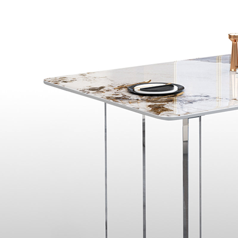 Mid-Century Dinette Table Rectangle Stone Dining Room Table for Home