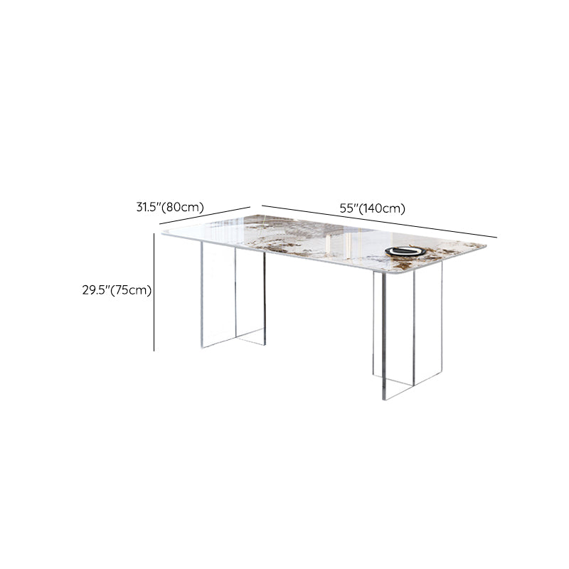 Mid-Century Dinette Table Rectangle Stone Dining Room Table for Home