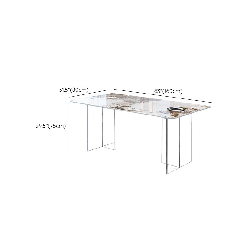Mid-Century Dinette Table Rectangle Stone Dining Room Table for Home