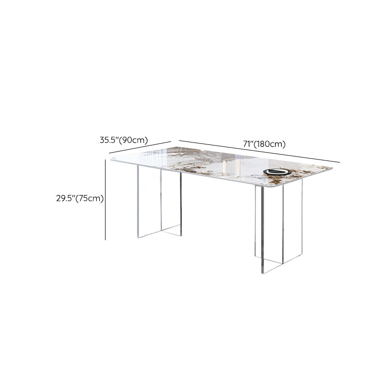 Mid-Century Dinette Table Rectangle Stone Dining Room Table for Home