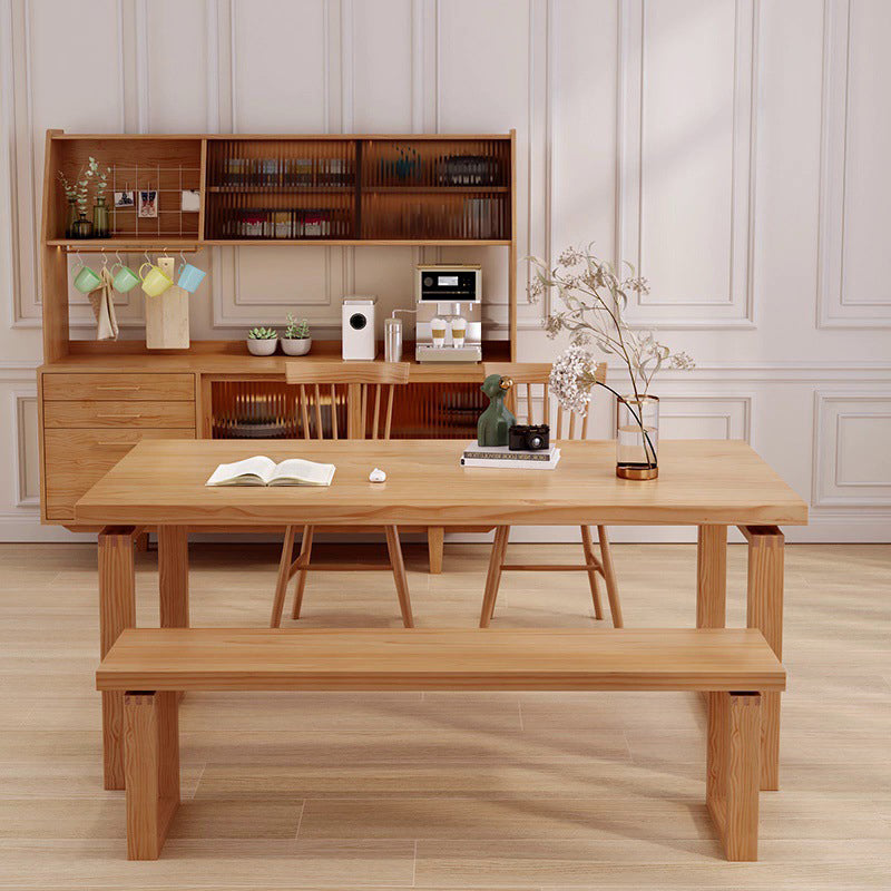 Contemporary Dinette Table Rectangle Solid Wood Dining Room Table in Natural