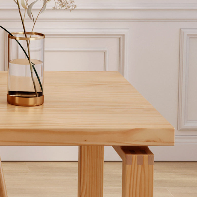 Contemporary Dinette Table Rectangle Solid Wood Dining Room Table in Natural