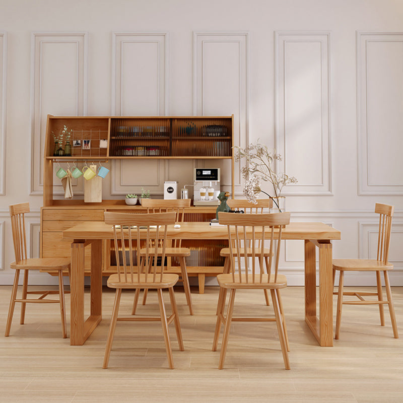 Contemporary Dinette Table Rectangle Solid Wood Dining Room Table in Natural