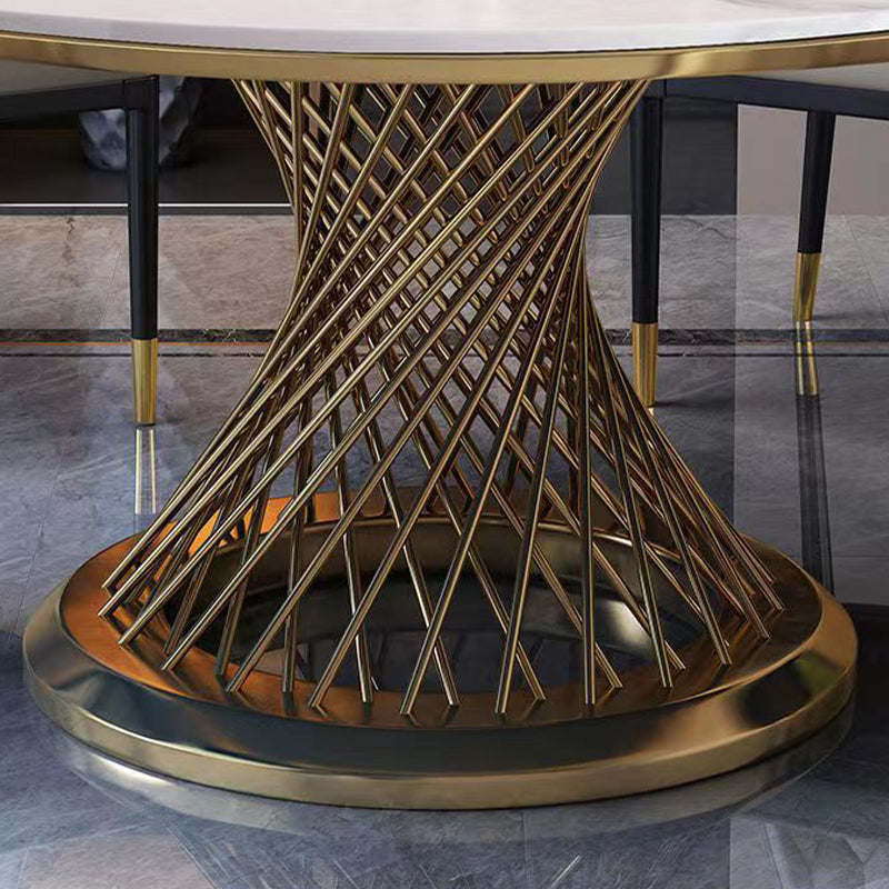 Round Turntable Dining Table Sintered Stone Dining Table for Home