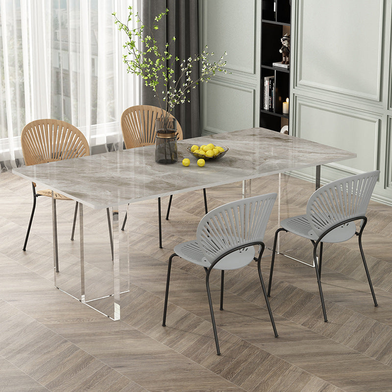 Contemporary Dinette Table Rectangle Stone Dining Table for Dining Room