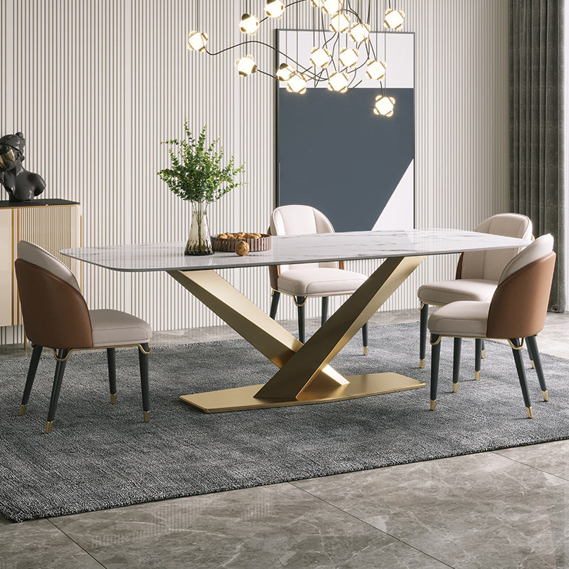 Industrial Dining Room Table Rectangle Stone Dinette Table for Dining Room
