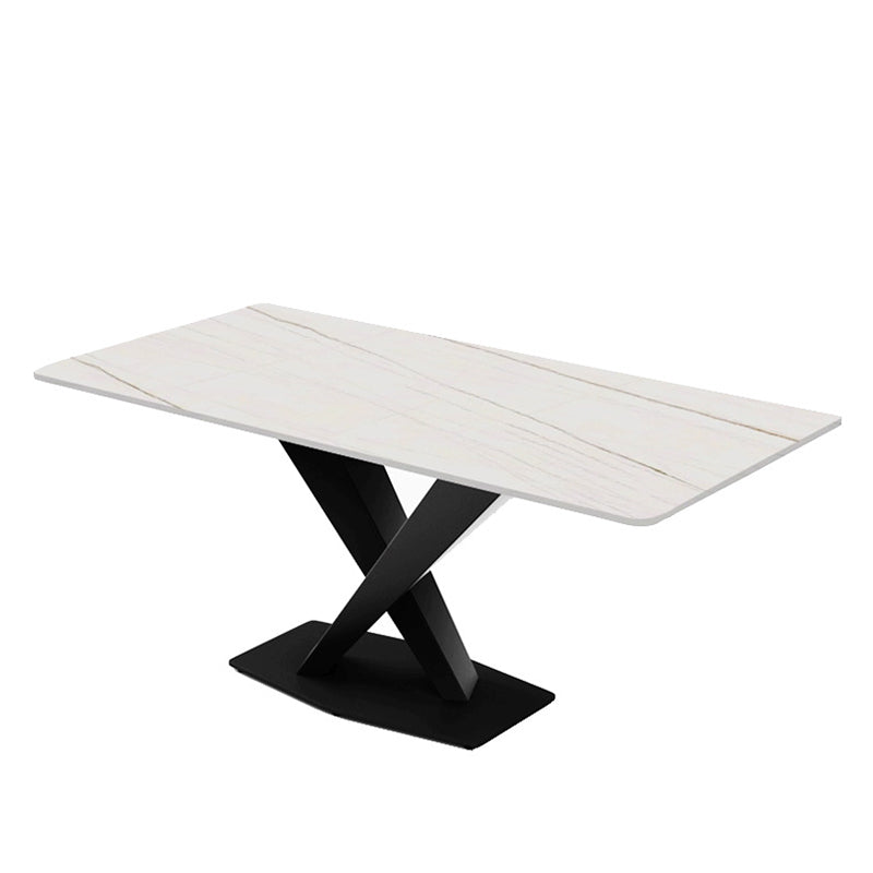 Industrial Dining Room Table Rectangle Stone Dinette Table for Dining Room