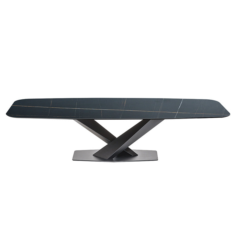 Industrial Dining Room Table Rectangle Stone Dinette Table for Dining Room