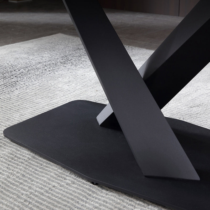 Industrial Dining Room Table Rectangle Stone Dinette Table for Dining Room