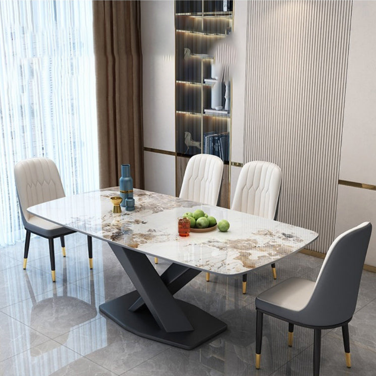 Industrial Dining Room Table Stone Rectangle Dinette Table for Dining Room