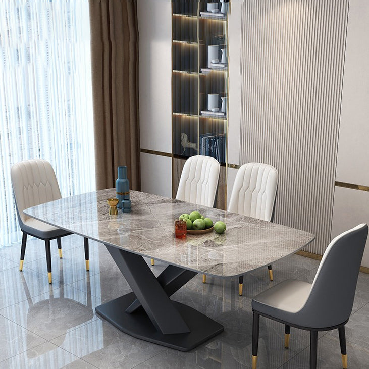 Industrial Dining Room Table Stone Rectangle Dinette Table for Dining Room