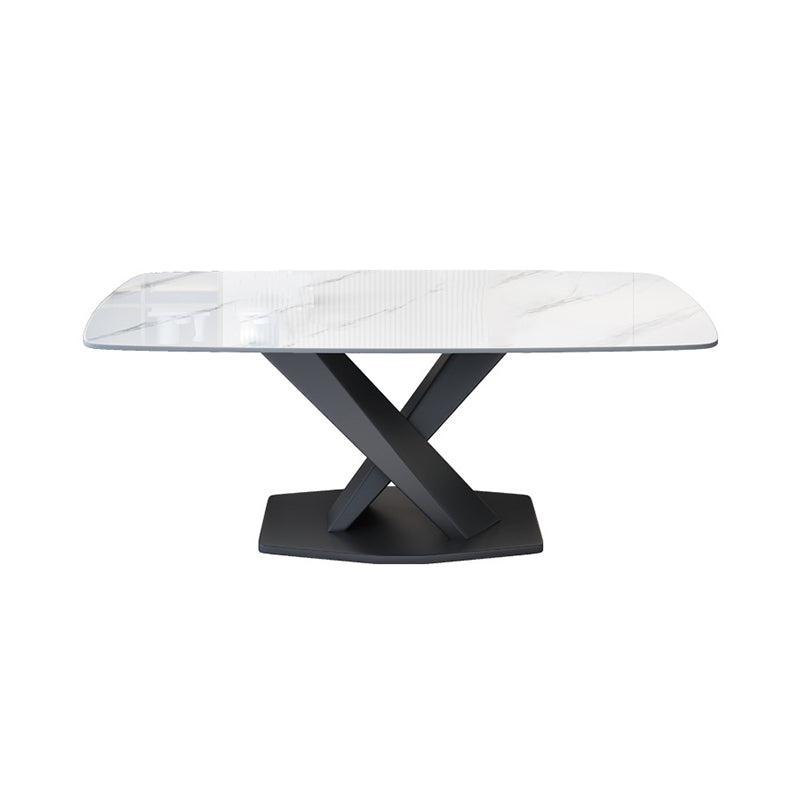 Industrial Dining Room Table Stone Rectangle Dinette Table for Dining Room