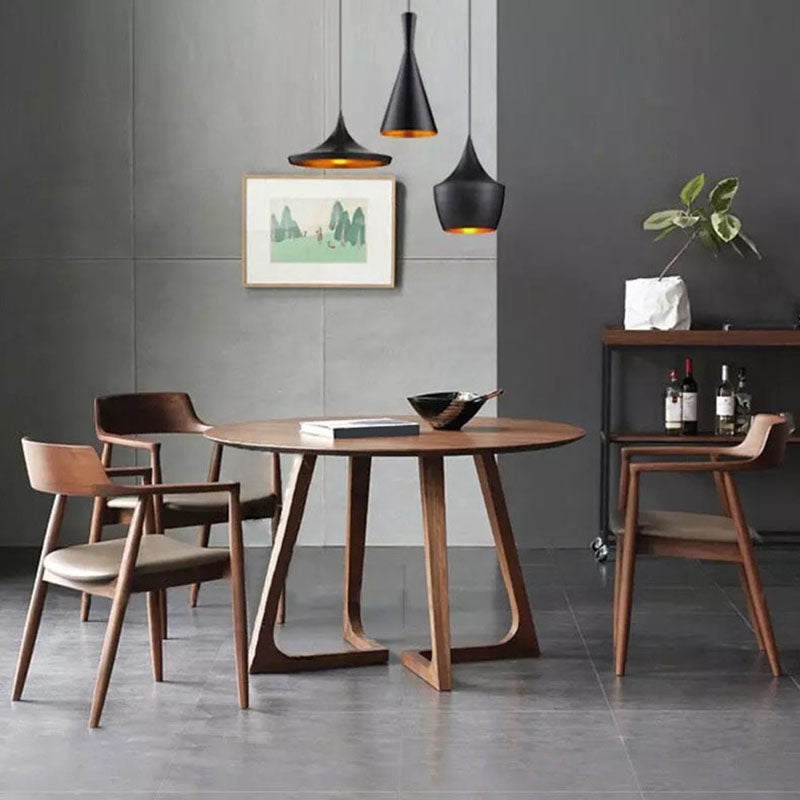 Contemporary 1/2/4 Pieces Furniture Round Solid Wood Dining Set in Brown
